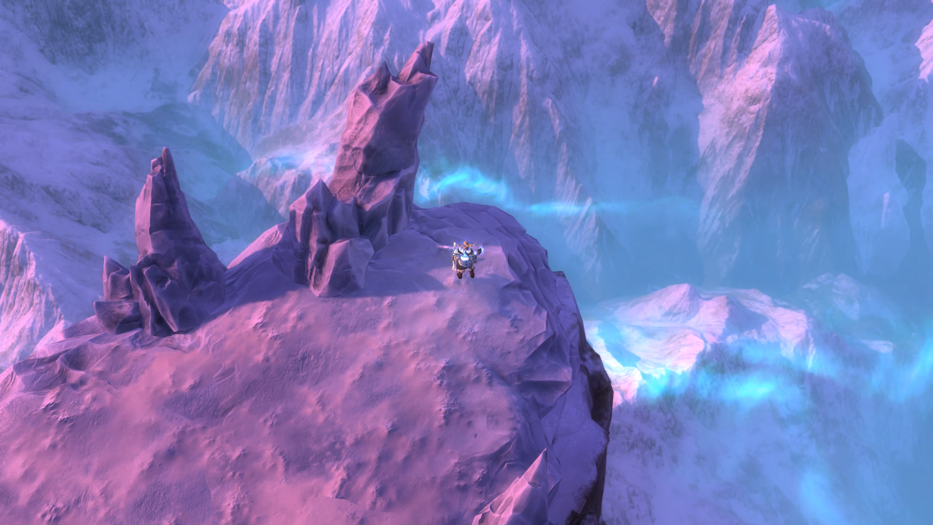 Grim Dawn: Fangs of Asterkarn – character on a snowy rock peak